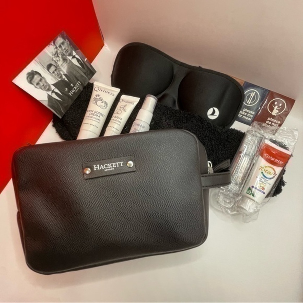 NWOT ❤️ Hackette London Turkish Airlines Travel Bag & Toiletries, Black & Silver